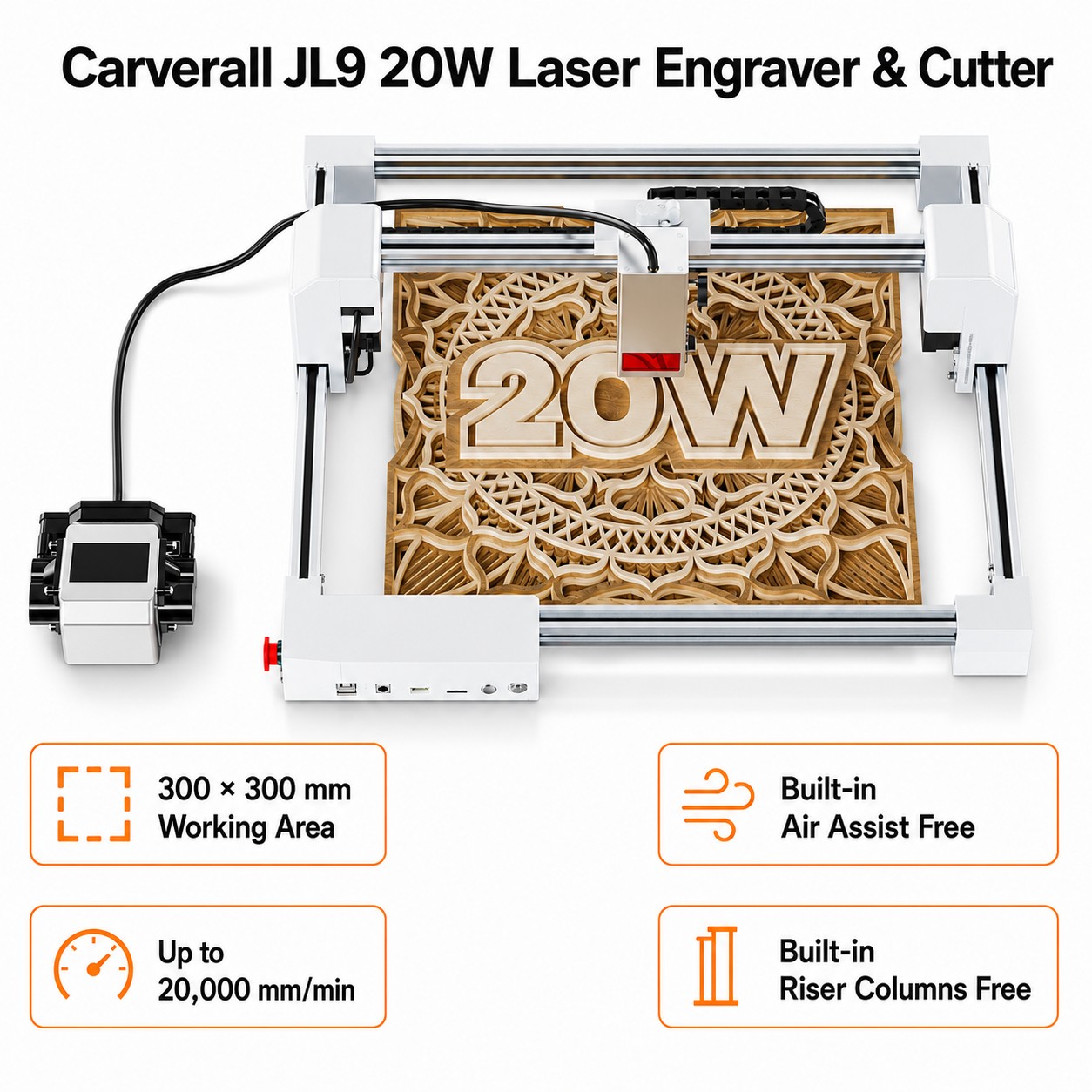 Industrial Grade Laser - Carverall JL9 20W Laser Engraver Cutter,