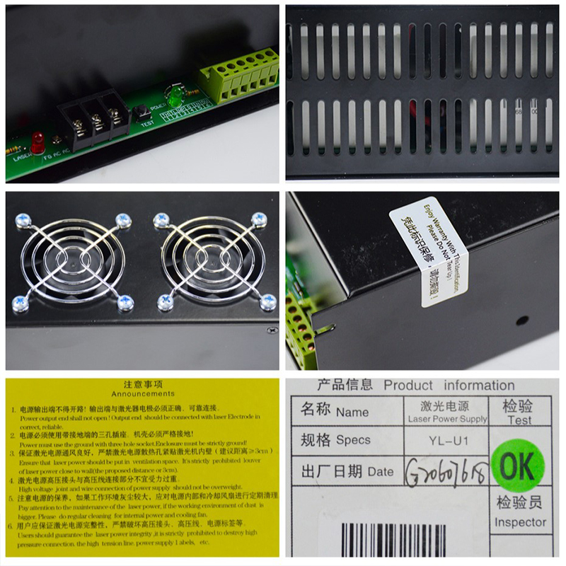 YongLi 110v 220v Co2 Laser Pow - đánh giá và giá Laser Power Supply 60W